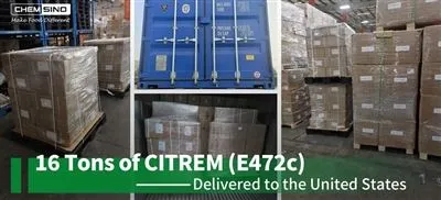 16 ton CITREM (E472c) dodaných do Spojených štátov amerických